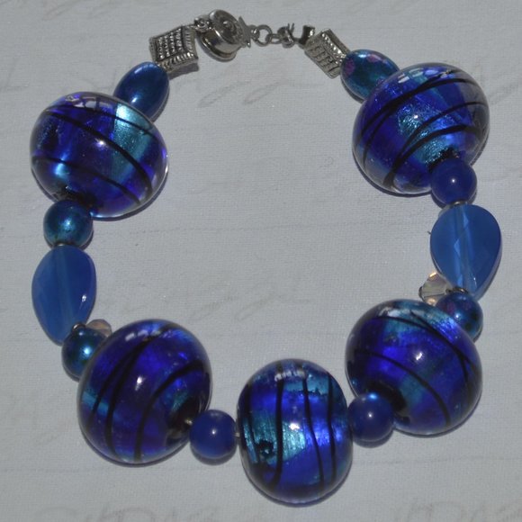 BIG BLUE GLASS BEADS, 8" - Picture 1 of 1